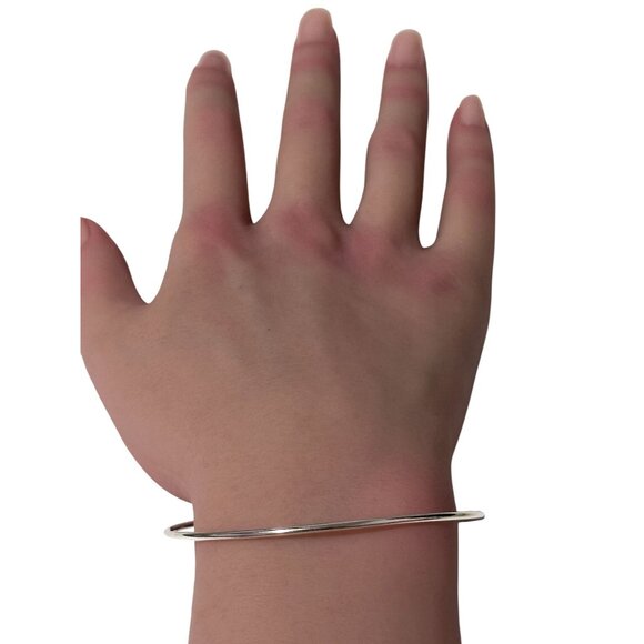 925 Sterling Silver Bangle Wire Bracelet Adjustable Size 7 - 8.5 inches - Picture 2 of 5